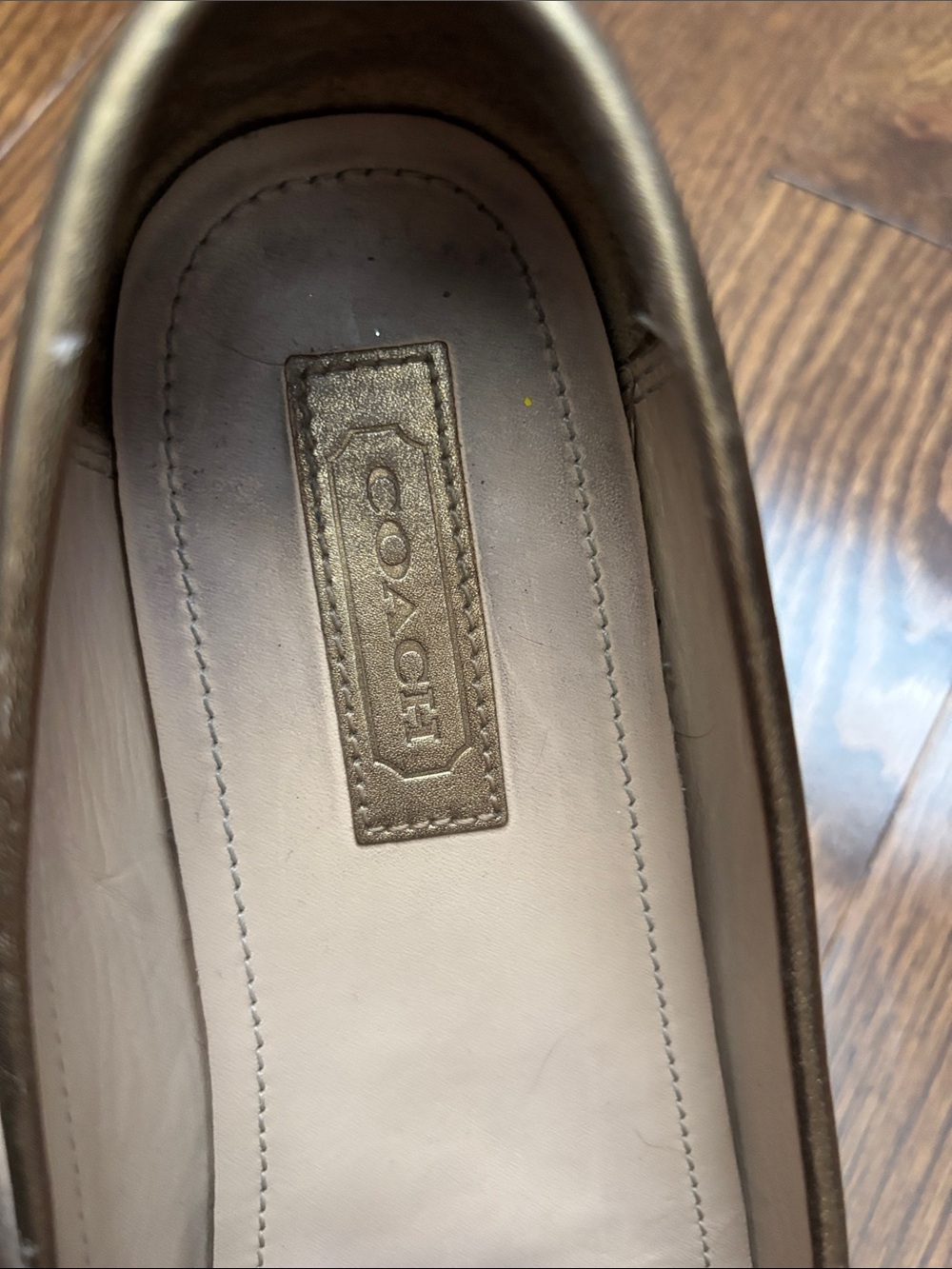 Coach Brown Signature Canvas Loafers with Gold Chain Trim - Picture 2 of 8